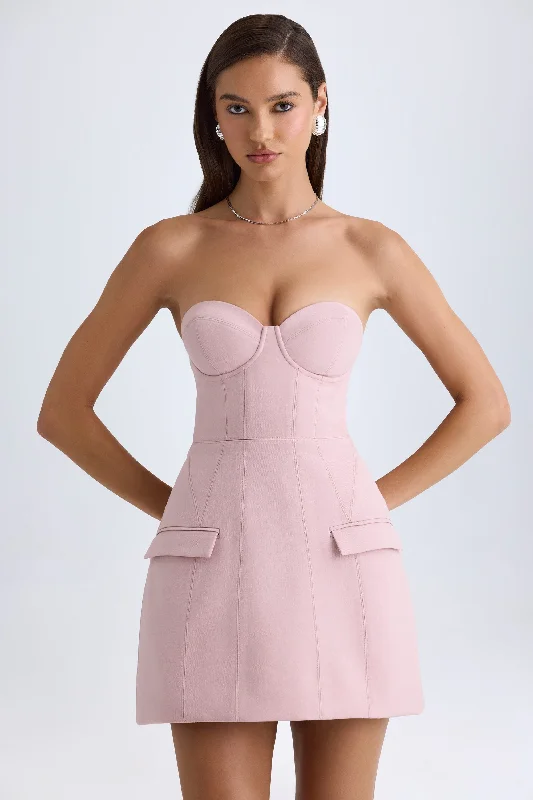 Retro flair mini dress-Strapless Structured Tulip Mini Dress in Pink Mauve