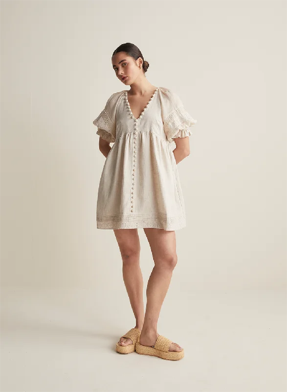 Sequin mini dress-Gwendalin Linen Mini Smock Dress | Flax