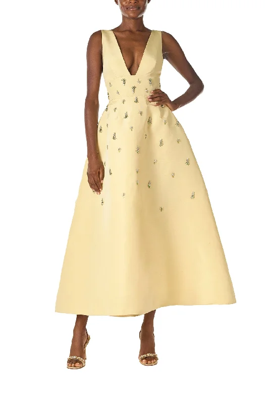 Cocktail dress with glitter details-Limoncello Embroidered Cocktail Dress