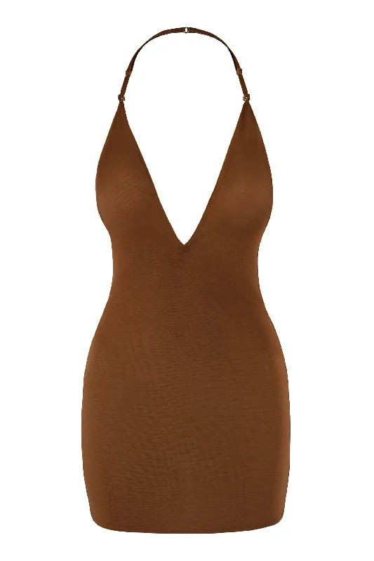 Zigzag pattern mini dress-Intimates Soft Mesh Multiway Mini Dress in Chestnut