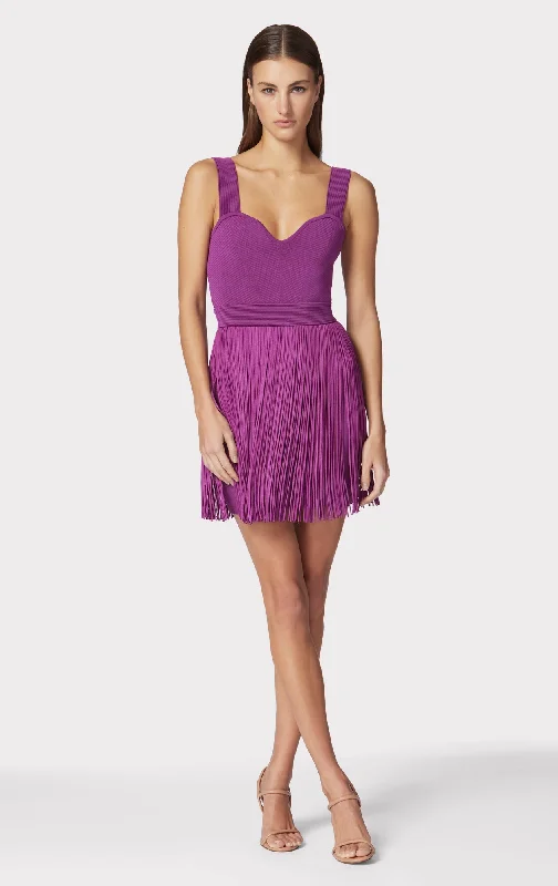 Draped bodice mini dress-FRINGE OTTOMAN SWEETHEART MINI DRESS