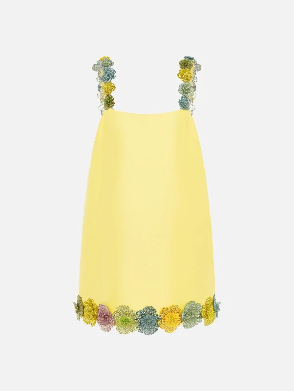 Plunging neckline mini dress-Lolita Mini Dress in Lemon