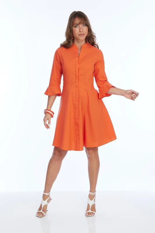 Long sleeve cocktail dress-Cocktail 3/4 Bell Sleeve Dress Pleated Front Line | Victory