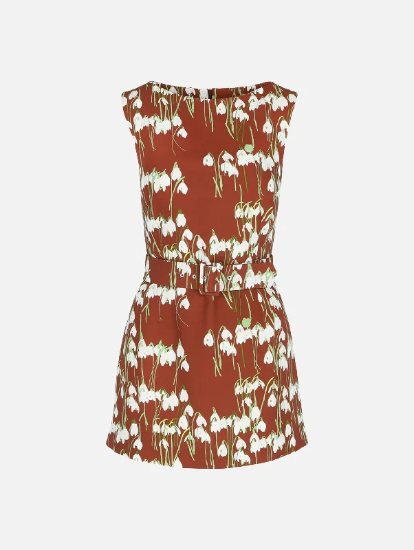 Bow detail mini dress-Lucille Mini Dress in Snowdrop Brown