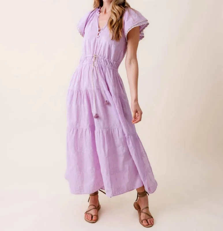 Midi dress with satin fabric-Corinna Midi Dress In Ela Orchid