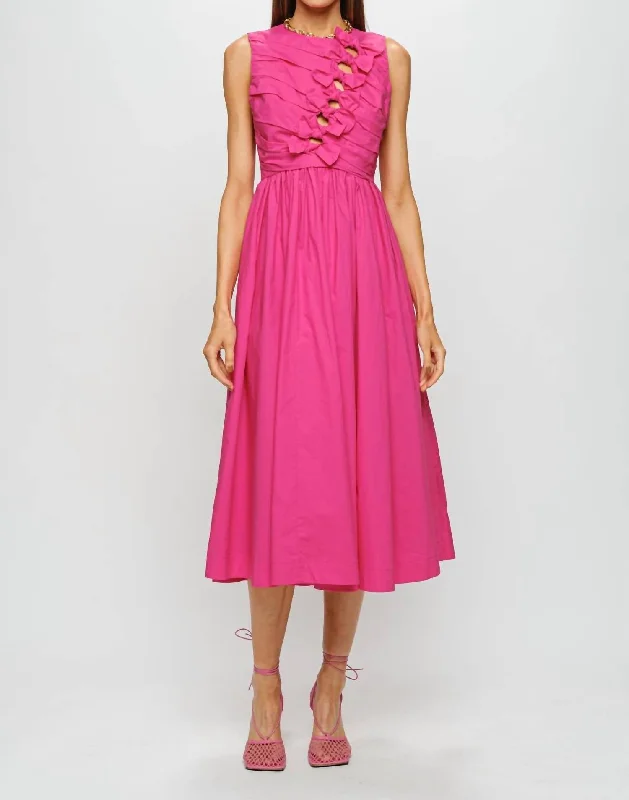 Midi dress with minimalist design-Selina Midi Dress In Fuchsia