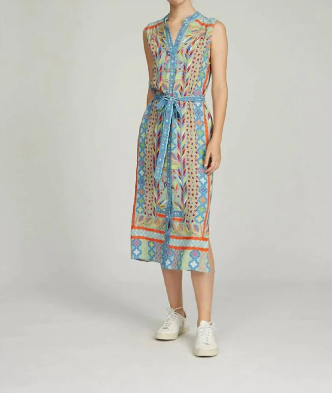 Casual midi dress for daytime-Tilly Midi Dress In Patched Needlework