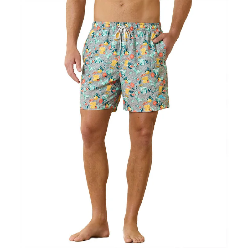 Cocktail dress with scalloped edges-Tommy Bahama 6-Inch Naples Tales Of A Cocktail Swim Trunks - Concrete Grey