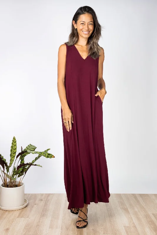 Maxi dress with funky flair-Elaine Maxi (Black Cherry)