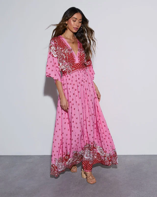 Maxi dress with retro style-Samaya Long Sleeve Paisley Maxi Dress