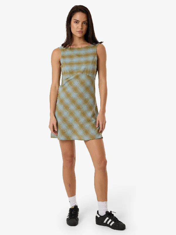 Sheer panel mini dress-Ansley Xavier Mini Dress - Stone Blue