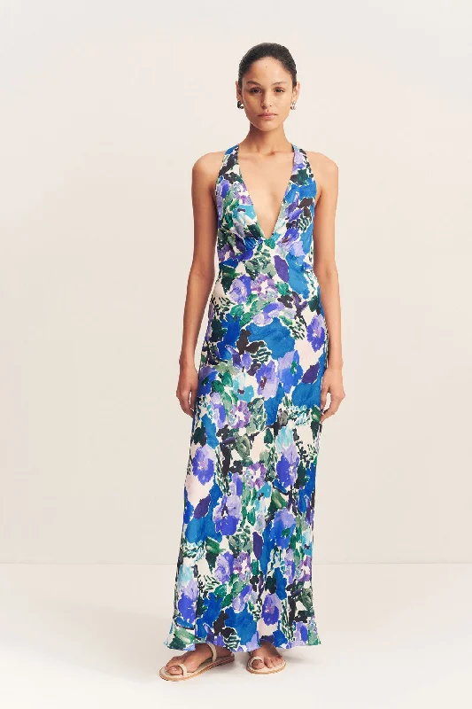 Maxi dress with off-shoulder neckline-CURLEWIS PLUNGED CROSS BACK MAXI DRESS