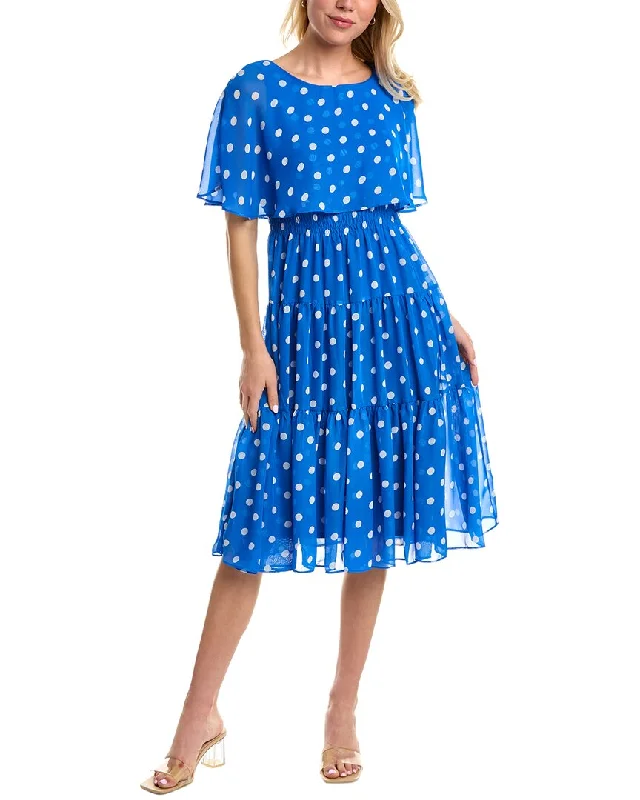 Midi dress with bow accents-MAISON TARA Polka Dot Midi Dress