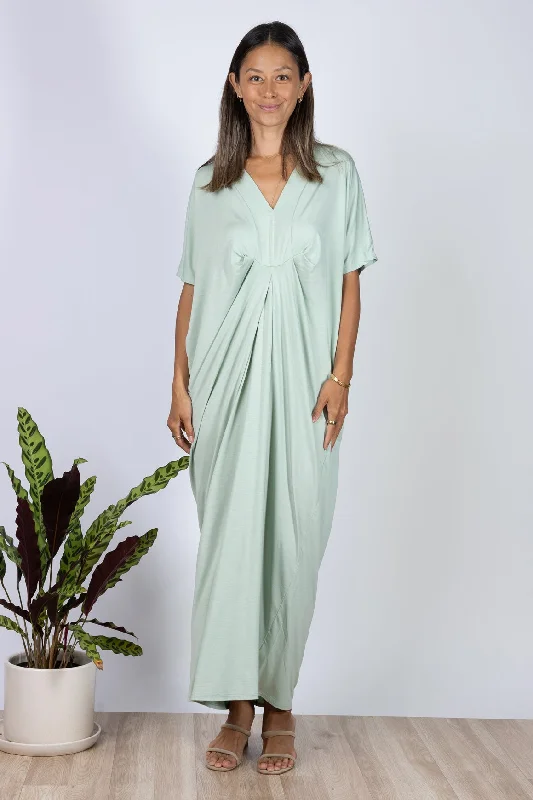 Maxi dress with puffball skirt-Jade Maxi Kaftan (Seafoam)