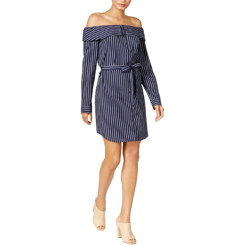 Mini dress with puff sleeves-Kensie Womens Striped Mini Dress