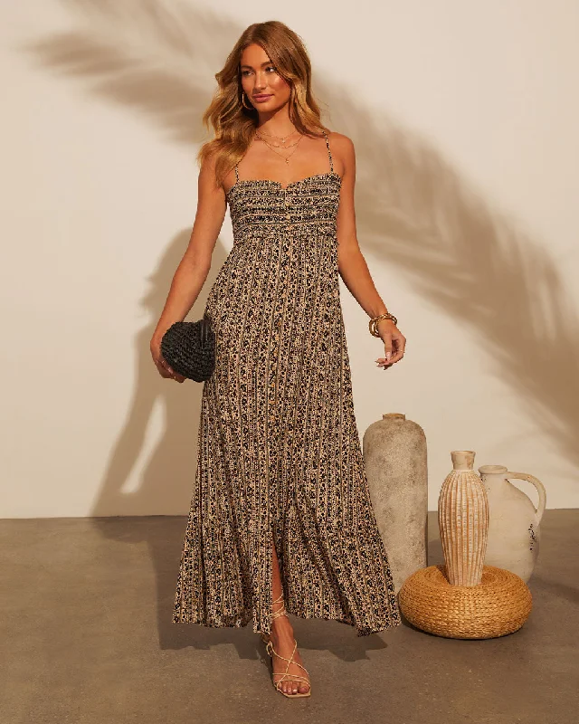 Maxi dress with shimmer fabric-Marguerite Printed Empire Maxi Dress