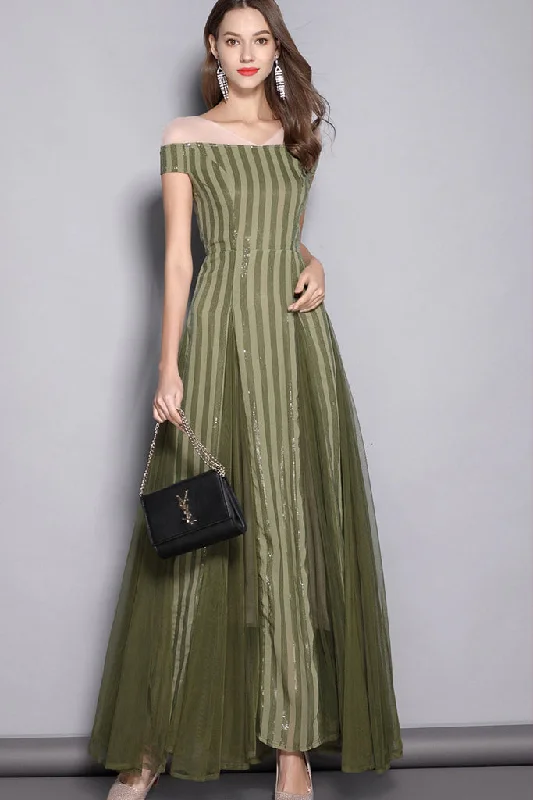 Maxi dress with minimalist design-CAP SLEEVE CONTRAST MAXI FORMAL DRESS