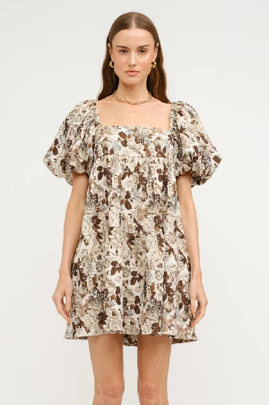 Summer mini dress-Forever Fall Puff Sleeve Mini Dress