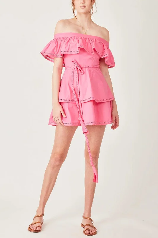 Cap sleeve mini dress-Capri Layer Mini Dress in Azalea Pink