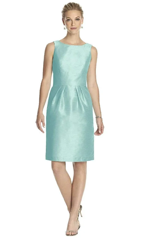 Cocktail dress with fitted bodice-Alfred Sung - Sleeveless Bow Accented Open Back Silk Cocktail Dress D522SC