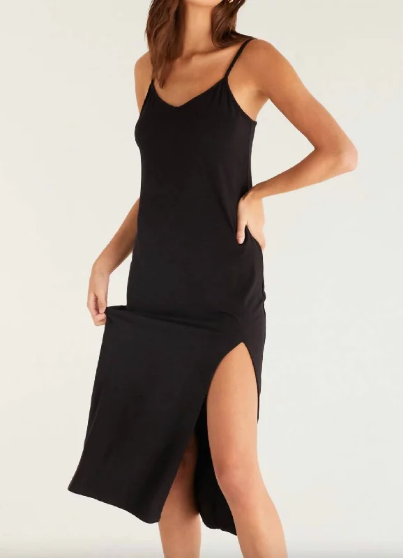 Midi dress for cocktail parties-Cora Midi Dress In Black