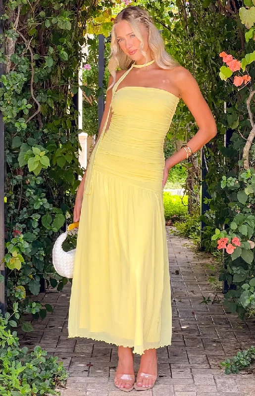 Maxi dress with chic design-Brayan Yellow Maxi Dress