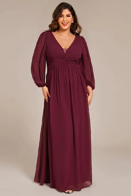 Maxi dress with retro style-A-Line Maxi Chiffon Dress CS0681