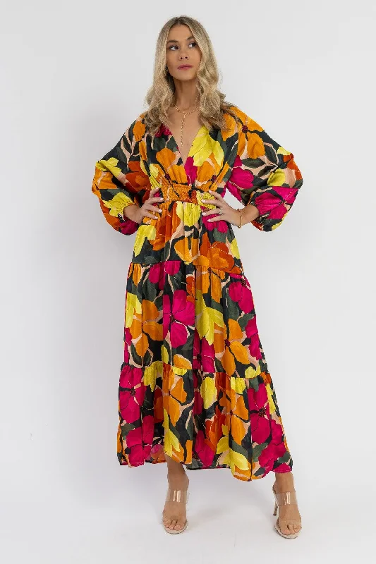 Maxi dress with modern design-Nico Floral Maxi Dress - Final Sale