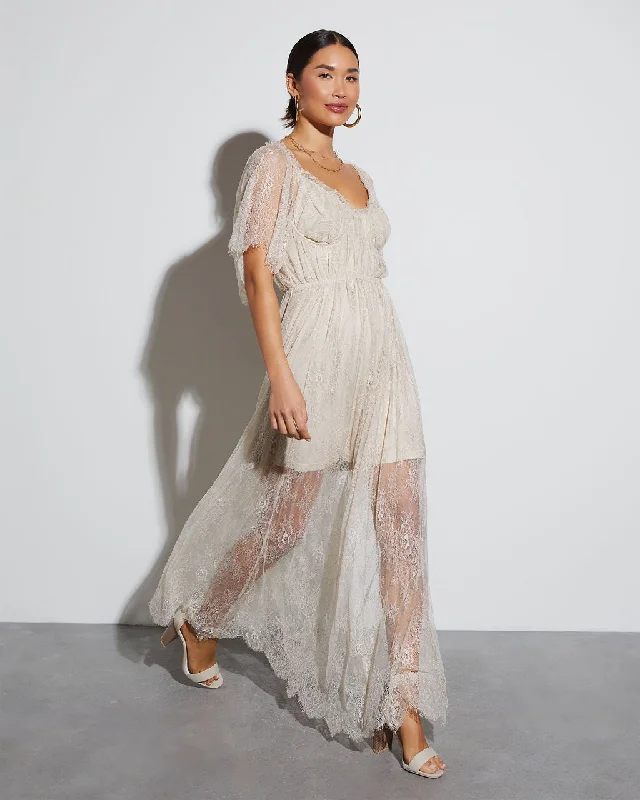 Maxi dress with tie waist-Iconic Entrance Lace Maxi Dress