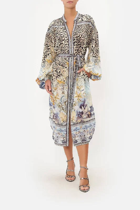 Midi dress with chic design-BLOUSON SLEEVE MIDI DRESS SEAHORSE SONNET