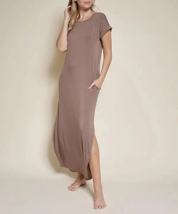 Maxi dress with knot front-Bamboo Maxi Dress