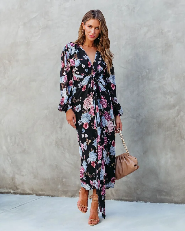 Maxi dress with cut-out details-Holley Floral Twist Front Maxi Dress