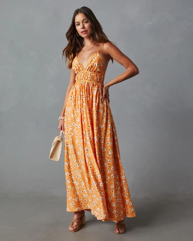 Maxi dress with ruched sides-Kamila Braided Tie Floral Print Maxi Dress