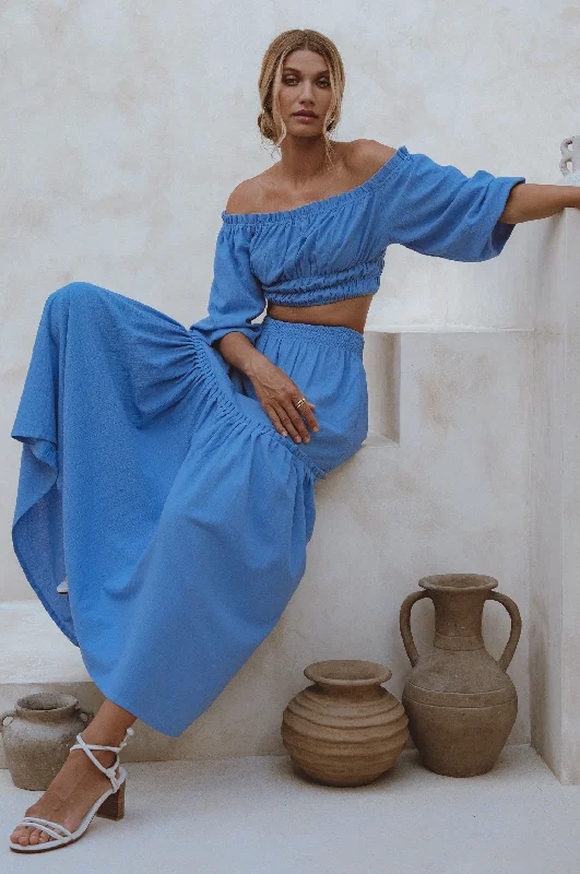 Maxi dress for beach vacation-Annabelle Boho Linen Maxi Skirt