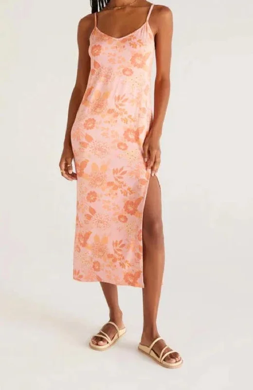 Midi dress with youthful look-Cora Floral Midi Dress In Sunkist