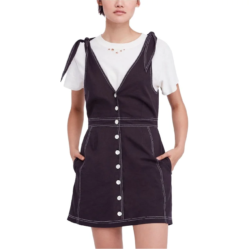 Sporty mini dress-Free People Womens London Town Overall Mini Dress