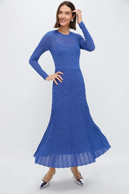 Maxi dress with retro flair-Cobalt Shimmer Knit Cammie Maxi Dress