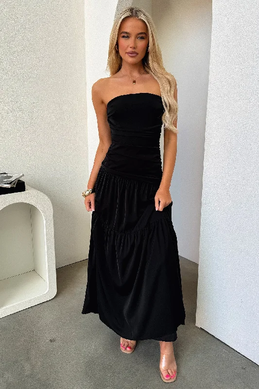 Maxi dress for summer-Charlotte Strapless Maxi Dress - Black