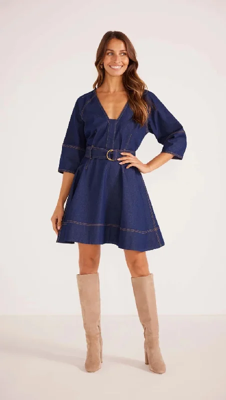 Open back mini dress-MinkPink Kenzie Denim Mini Dress