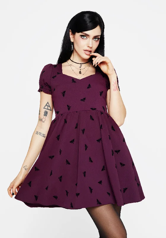 Tulip hem mini dress-Styx Moth Flocked Velour Print Mini Dress