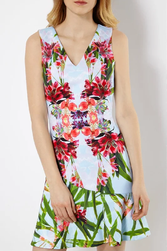 Wrap mini dress-Floral Print Mini Dress