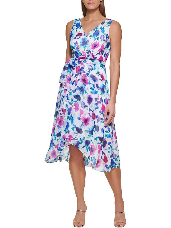 Midi dress with quilted design-Womens Printed Midi Fit & Flare Dress