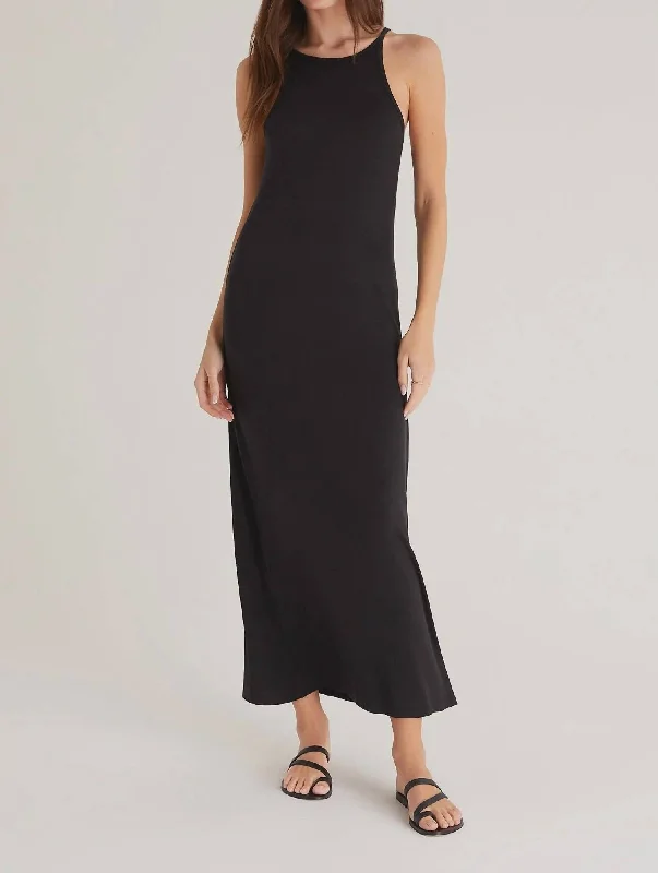 Midi dress with lace details-Viola Midi Dress In Black