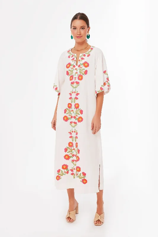 Maxi dress with asymmetrical hem-Oyster Charming Maxi Poppy Caftan