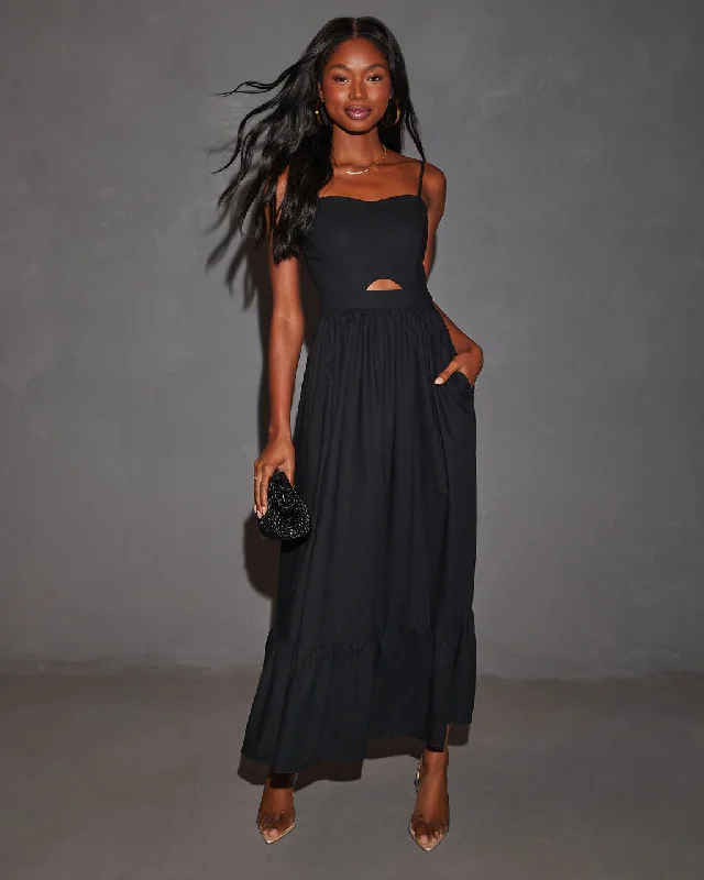 Maxi dress with racerback style-Eleanor A-Line Front Cutout Maxi Dress