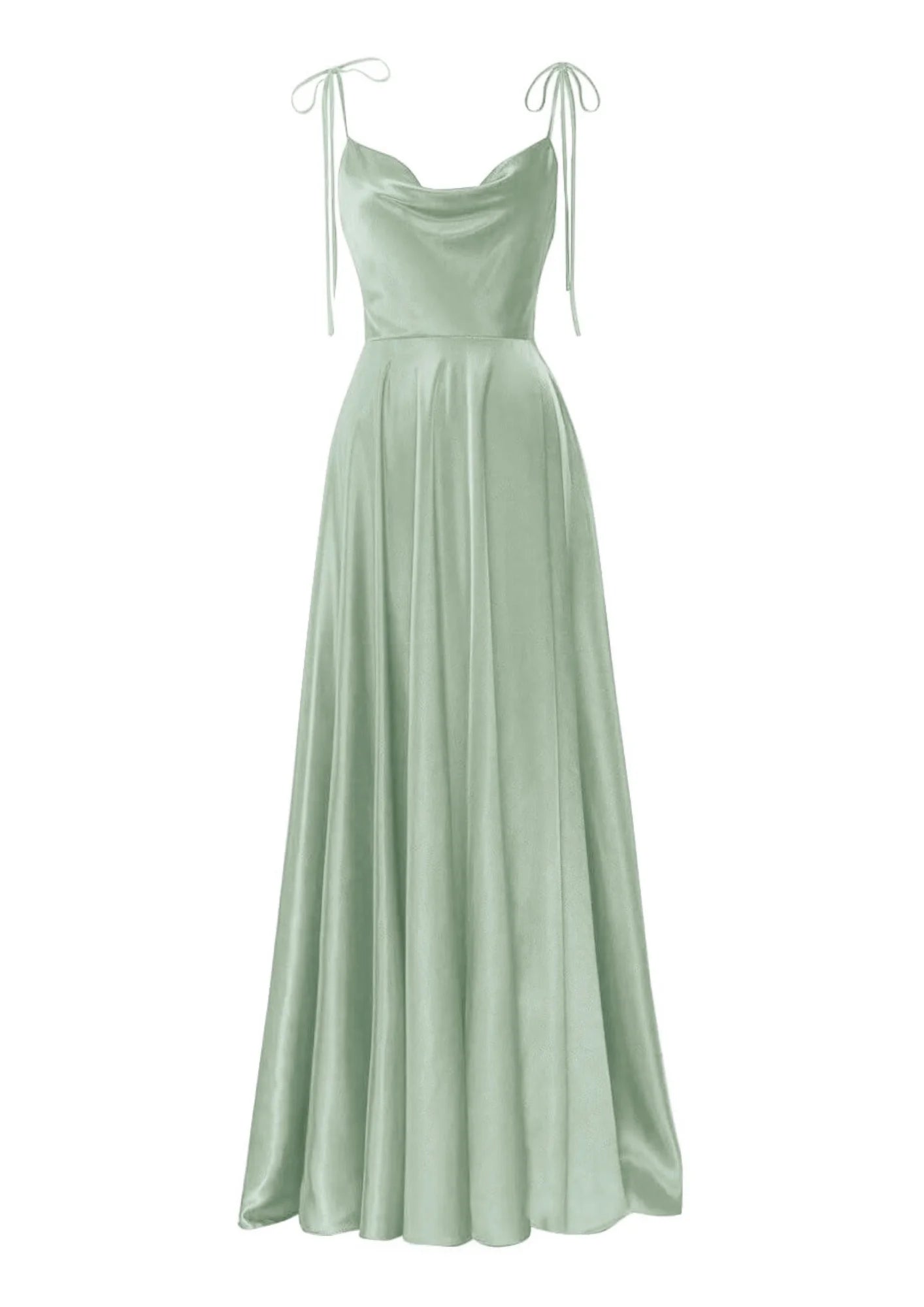 Maxi dress with bell sleeves-GREEN SATIN MAXI DRESS