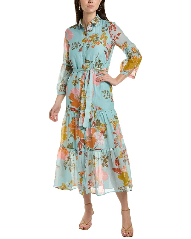 Midi dress with romantic style-Marella Cicala Silk-Blend Midi Dress