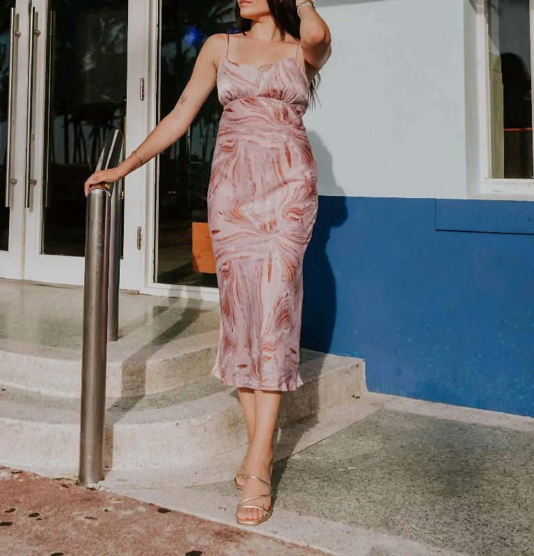 Midi dress with halter neck-Swirl Midi Dress In Pink