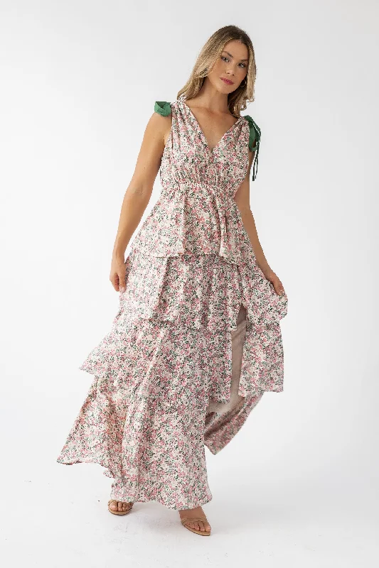 Maxi dress with empire waist-Shaina Slate Floral Maxi Dress