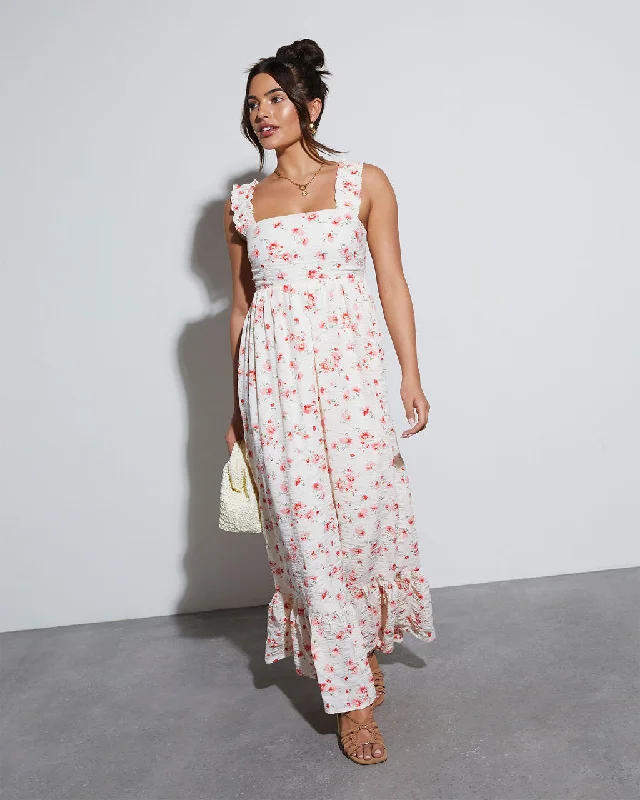 Maxi dress with polka dots-Cottagecore Floral Maxi Dress